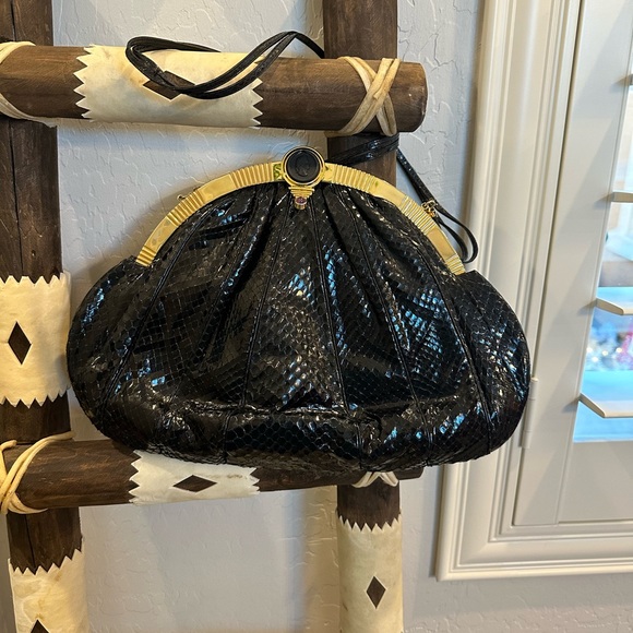 Judith Leiber Black and Gold Clutch - Picture 2 of 15